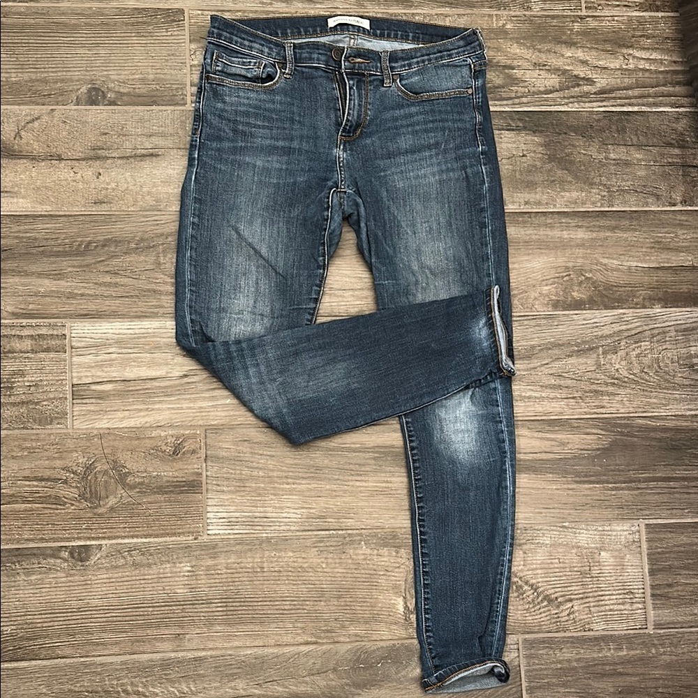 Banana Republic Blue Skinny Jeans with Distressed Details